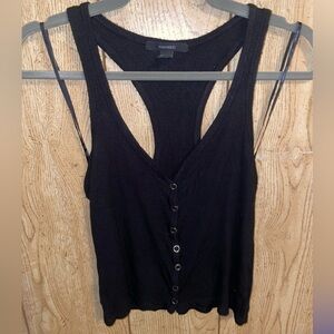 *NWOT Forever 21 Black Ribbed Faux Button Racerback Tank